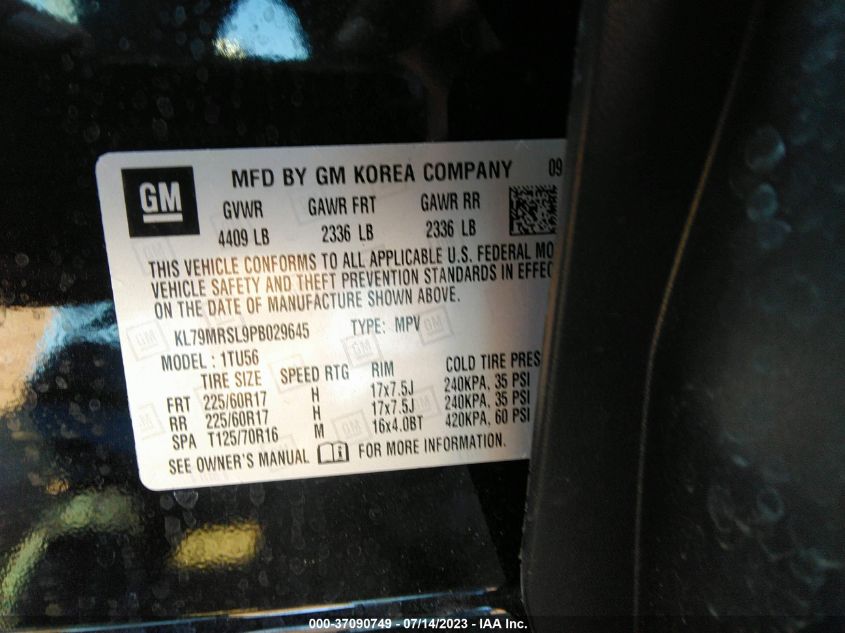2023 CHEVROLET TRAILBLAZER LT - KL79MRSL9PB029645
