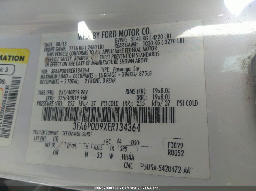 2014 FORD FUSION TITANIUM - 3FA6P0D9XER134364