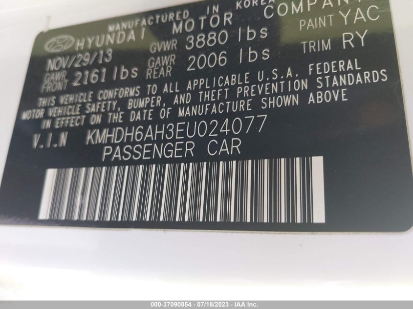 2014 HYUNDAI ELANTRA COUPE - KMHDH6AH3EU024077