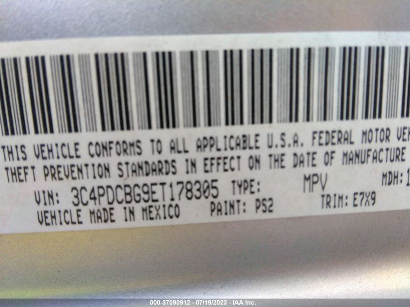 2014 DODGE JOURNEY SXT - 3C4PDCBG9ET178305