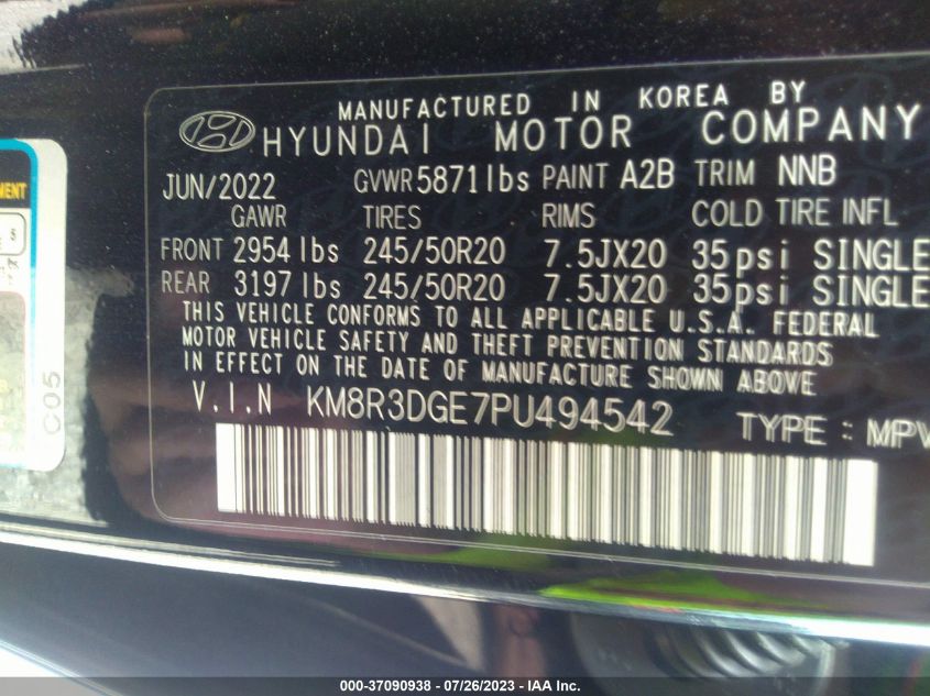 2023 HYUNDAI PALISADE XRT - KM8R3DGE7PU494542