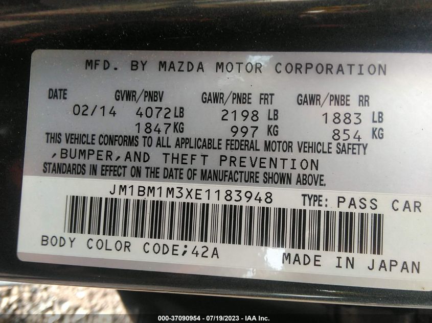 2014 MAZDA MAZDA3 S GRAND TOURING - JM1BM1M3XE1183948
