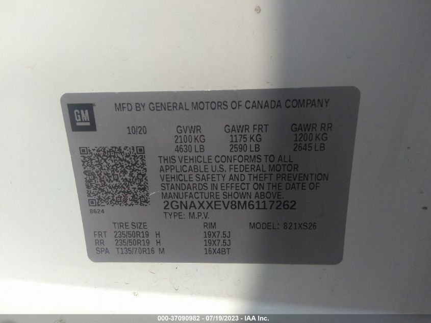 2021 CHEVROLET EQUINOX PREMIER - 2GNAXXEV8M6117262