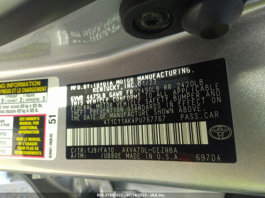 2023 TOYOTA CAMRY LE - 4T1C11AK4PU767767