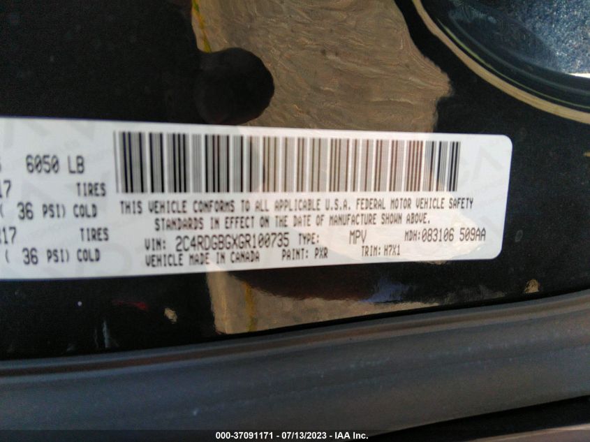 2016 DODGE GRAND CARAVAN SE - 2C4RDGBGXGR100735