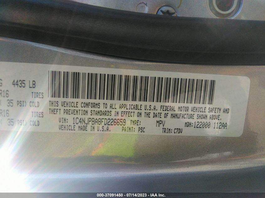 2015 JEEP PATRIOT SPORT - 1C4NJPBA8FD226659