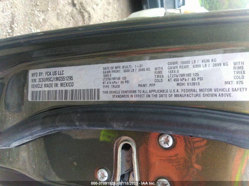 2021 RAM 2500 TRADESMAN - 3C6UR5CJ1MG551295