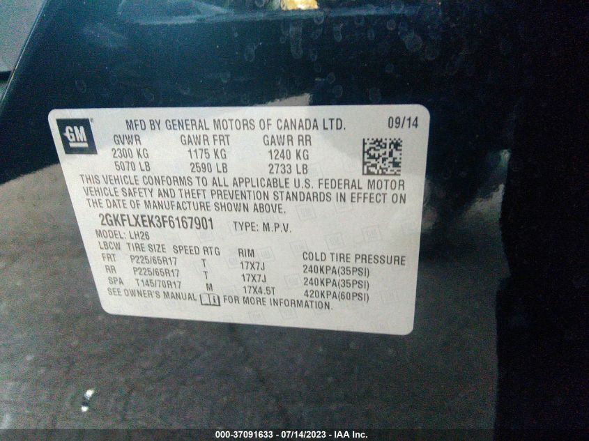 2015 GMC TERRAIN SLT - 2GKFLXEK3F6167901