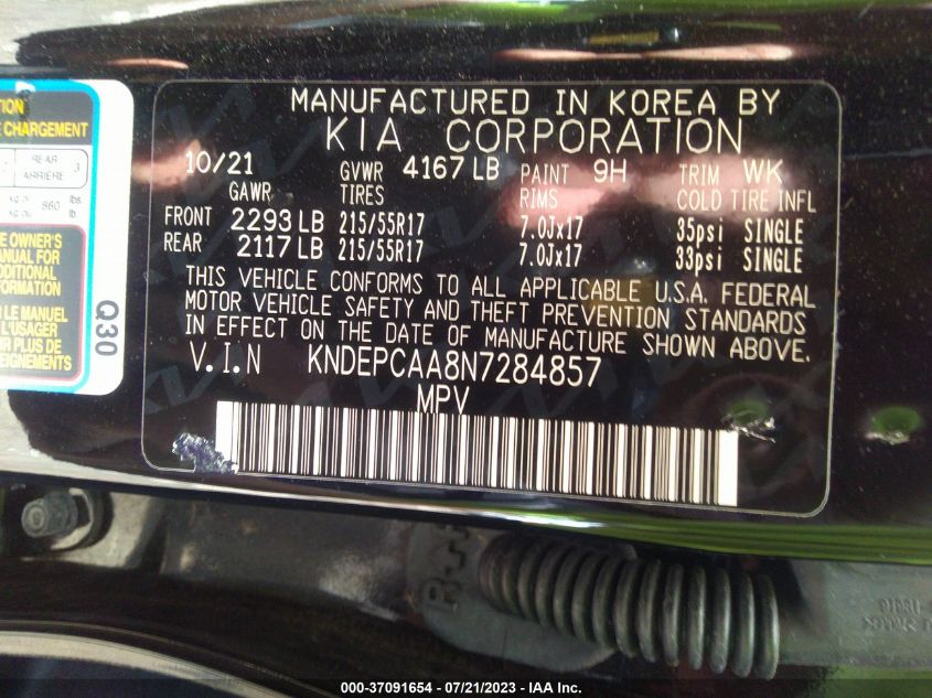 2022 KIA SELTOS LX - KNDEPCAA8N7284857