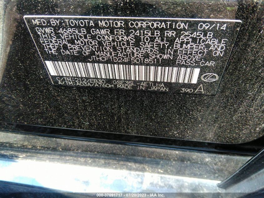 2015 LEXUS IS 250 - JTHCF1D24F5018511