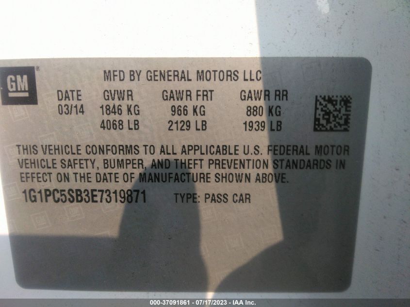 2014 CHEVROLET CRUZE 1LT - 1G1PC5SB3E7319871