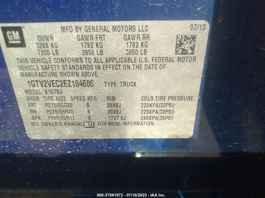 2014 GMC SIERRA 1500 SLT - 1GTV2VEC2EZ104606