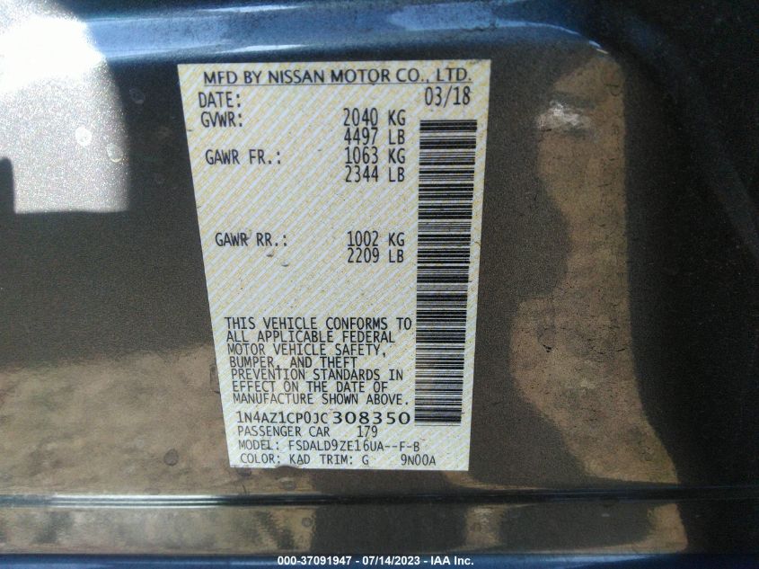 2018 NISSAN LEAF SV - 1N4AZ1CP0JC308350