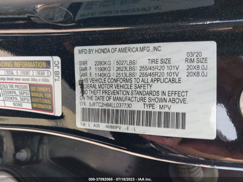 2020 ACURA RDX W/A-SPEC PKG - 5J8TC2H64LL037730