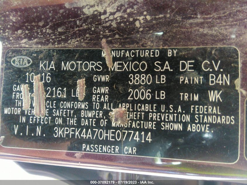 2017 KIA FORTE LX - 3KPFK4A70HE077414