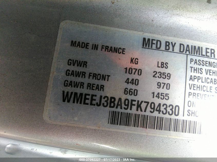 2015 SMART FORTWO PASSION/PURE - WMEEJ3BA9FK794330