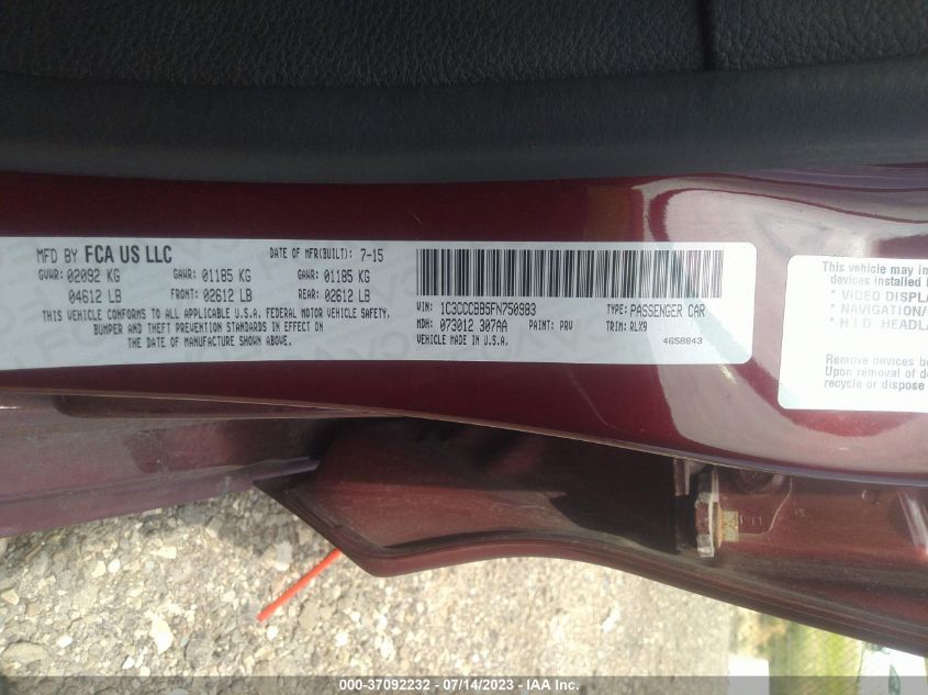 2015 CHRYSLER 200 S - 1C3CCCBB5FN750983