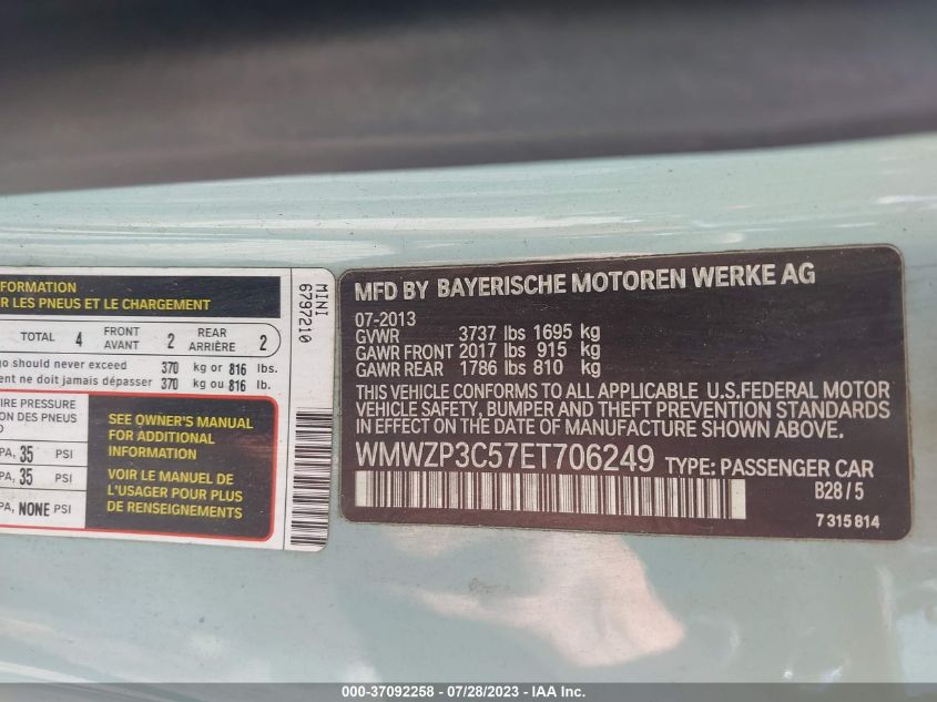 2014 MINI COOPER CONVERTIBLE S WMWZP3C57ET706249