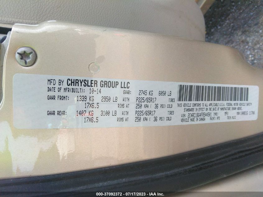 2015 CHRYSLER TOWN & COUNTRY TOURING - 2C4RC1BG4FR544501