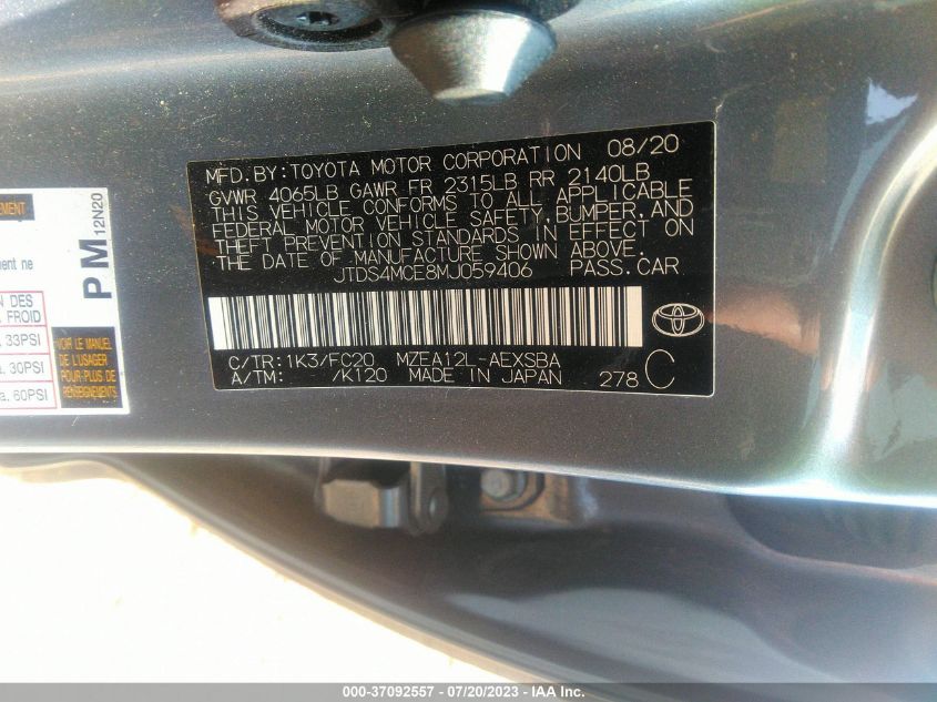2021 TOYOTA COROLLA SE/NIGHTSHADE/APEX SE - JTDS4MCE8MJ059406