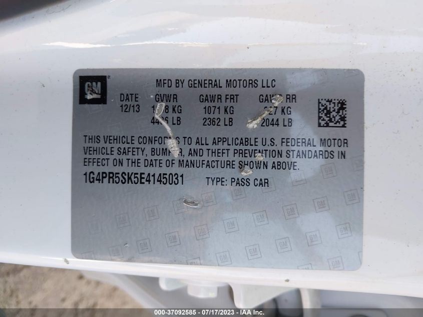 2014 BUICK VERANO CONVENIENCE GROUP - 1G4PR5SK5E4145031