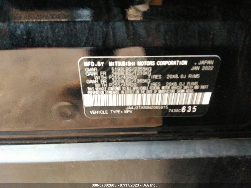 2022 MITSUBISHI OUTLANDER ES - JA4J3TA80NZ065915