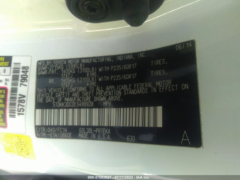 2014 TOYOTA SIENNA LE - 5TDKK3DC0ES499928
