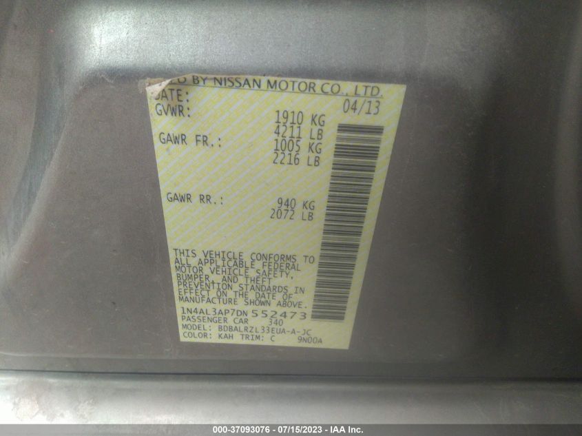 2013 NISSAN ALTIMA 2.5/S/SV/SL - 1N4AL3AP7DN552473