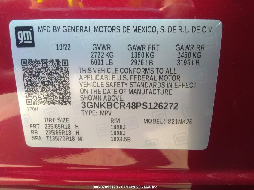 2023 CHEVROLET BLAZER LT - 3GNKBCR48PS126272