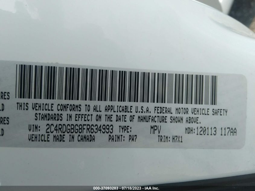 2015 DODGE GRAND CARAVAN SE - 2C4RDGBG8FR634993