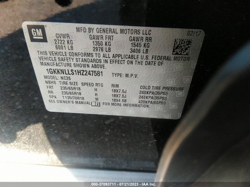 2017 GMC ACADIA SLE - 1GKKNLLS1HZ247581