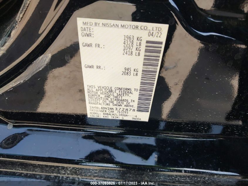 2022 NISSAN ALTIMA 2.5 SV - 1N4BL4DV1NN372878