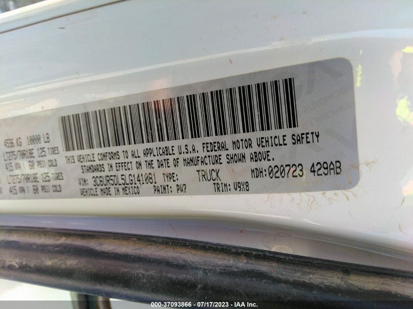 2020 RAM 2500 BIG HORN - 3C6UR5DL5LG141081