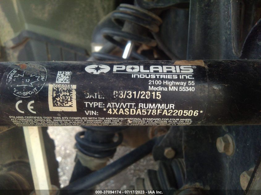 2015 POLARIS SPORTSMAN TOURING 570 - 4XASDA578FA220506