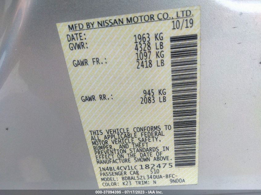 2020 NISSAN ALTIMA 2.5 SR - 1N4BL4CV1LC182475