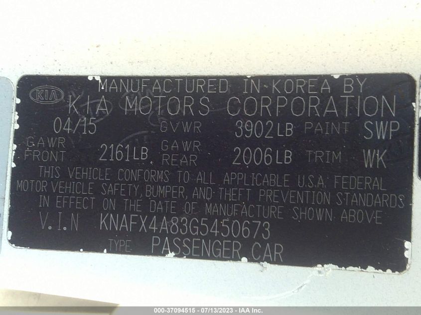 2016 KIA FORTE EX - KNAFX4A83G5450673
