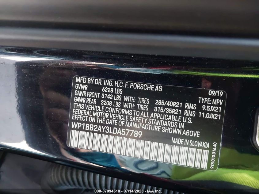 2020 PORSCHE CAYENNE S - WP1BB2AY3LDA57789