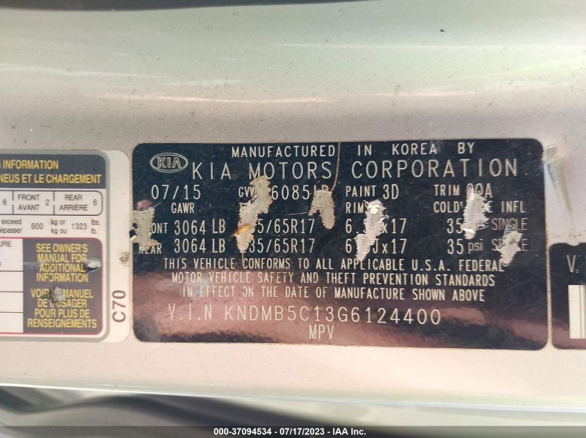 2016 KIA SEDONA - 0000000000LGK1617