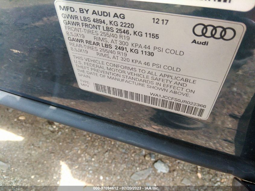 2018 AUDI Q3 PREMIUM PLUS - WA1JCCFS0JR022366