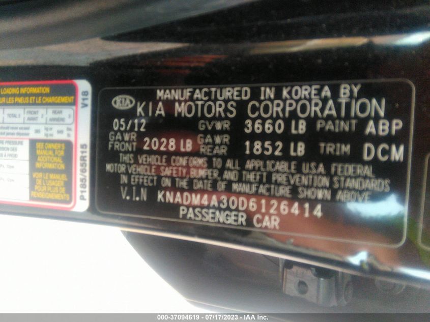 2013 KIA RIO LX - KNADM4A30D6126414