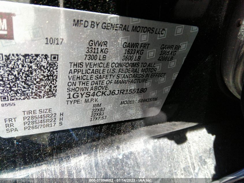 2018 CADILLAC ESCALADE PREMIUM LUXURY - 1GYS4CKJ6JR155180