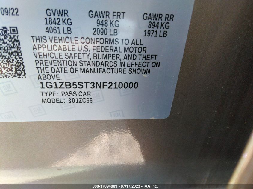 2022 CHEVROLET MALIBU LS - 1G1ZB5ST3NF210000