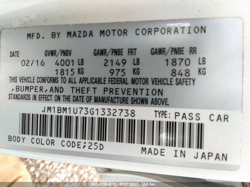 2016 MAZDA MAZDA3 I SPORT - JM1BM1U73G1332738