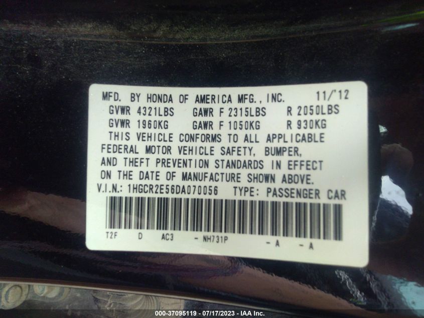 2013 HONDA ACCORD SPORT - 1HGCR2E56DA070056