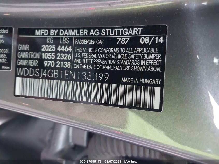 2014 MERCEDES-BENZ CLA-CLASS CLA 250 WDDSJ4GB1EN133399