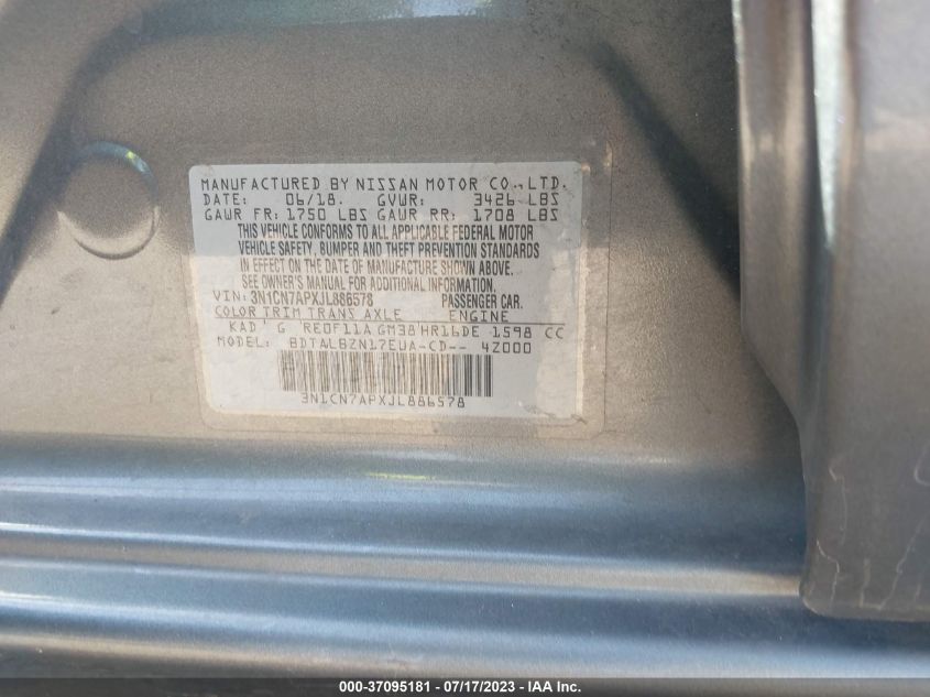 2018 NISSAN VERSA SEDAN SV - 3N1CN7APXJL886578