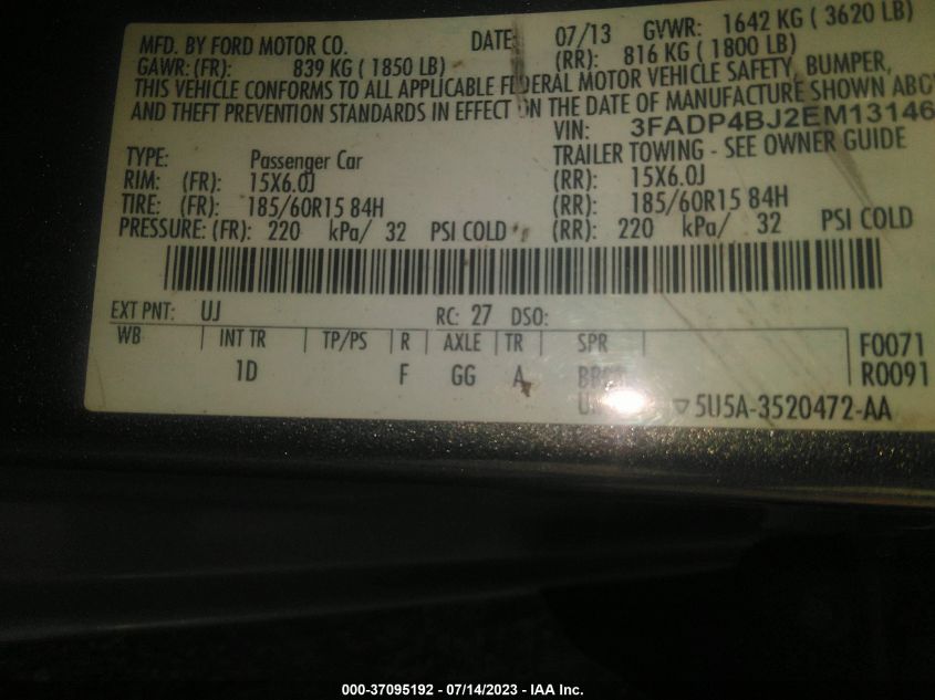 2014 FORD FIESTA SE - 3FADP4BJ2EM131466