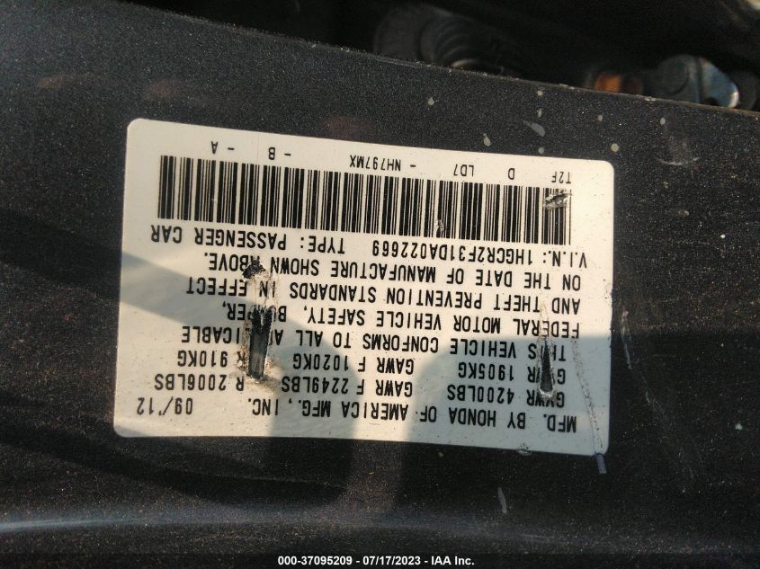 2013 HONDA ACCORD SDN LX - 1HGCR2F31DA022669
