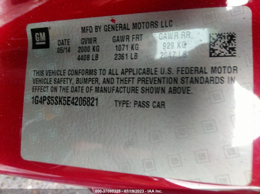 2014 BUICK VERANO LEATHER GROUP - 1G4PS5SK5E4206821