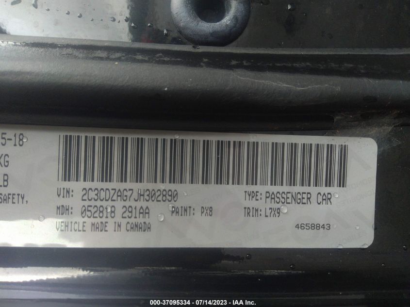 2018 DODGE CHALLENGER SXT - 2C3CDZAG7JH302890